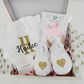 Baby bodysuit with name and initial Gift Set