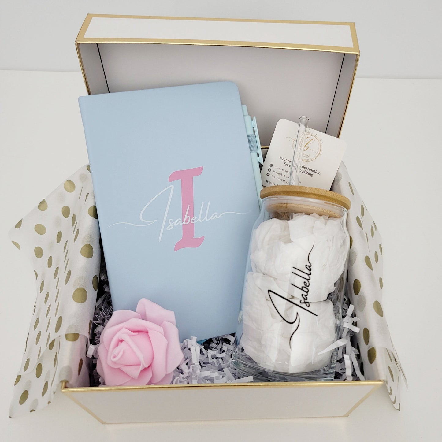 personalized notebook and cup gift set
