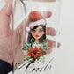 Christmas themed Glass Can Cup with Lid and Straw_Girl Portrait