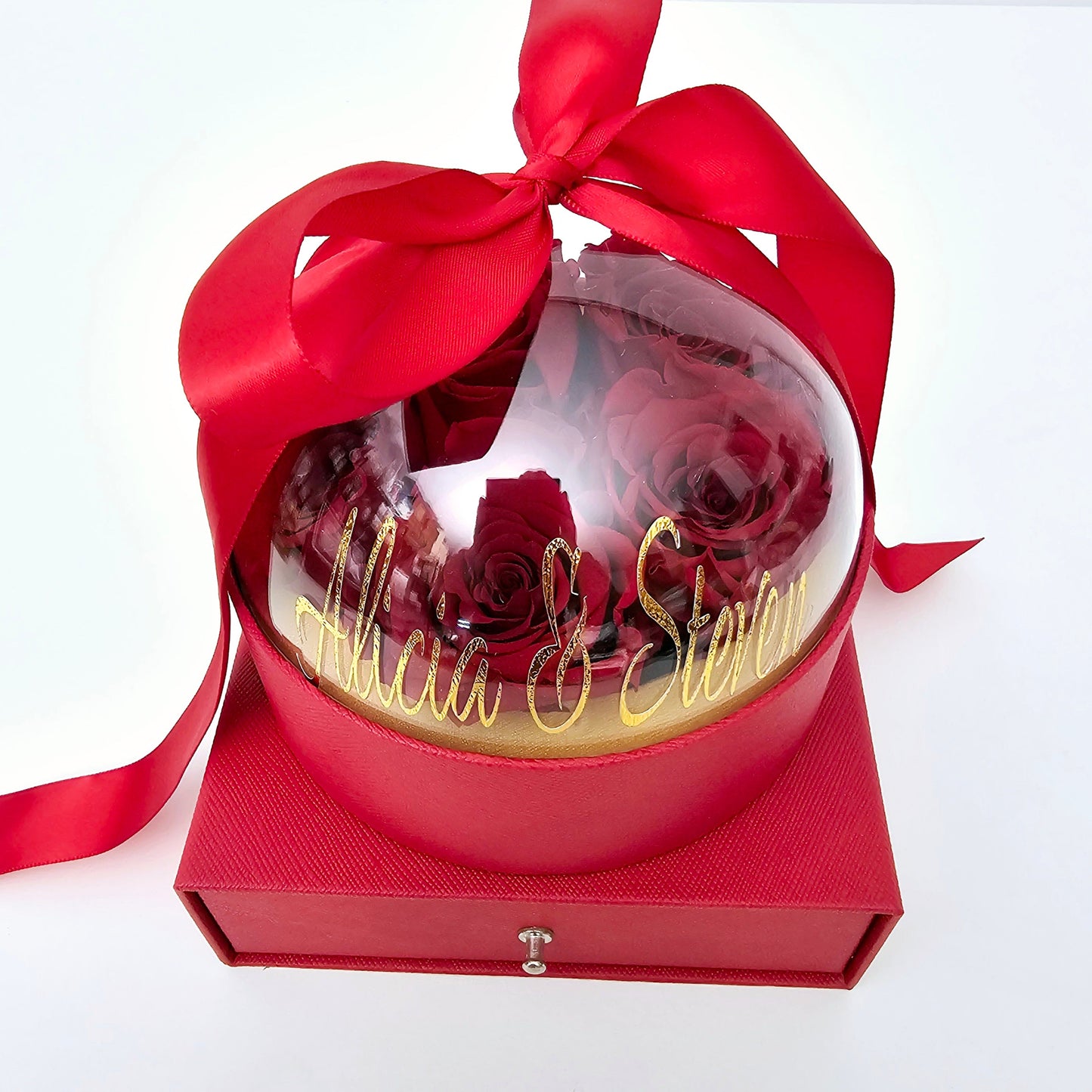 Round Globe Clear Top Eternal Roses / Chocolates Gift Box