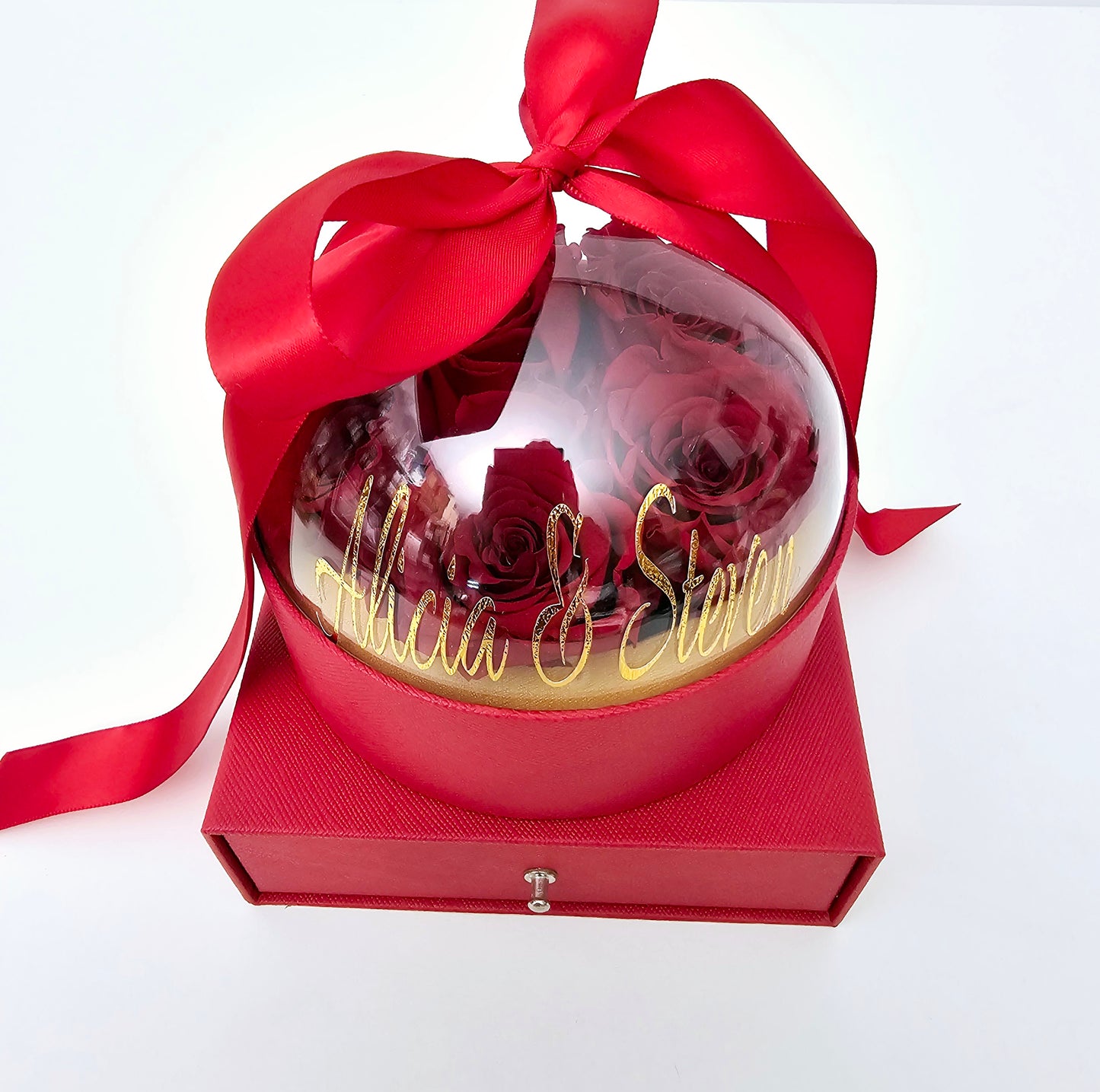 Round Globe Clear Top Eternal Roses / Chocolates Gift Box