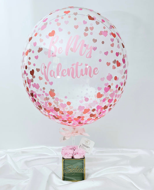 Valentine hot air balloon and eternal roses