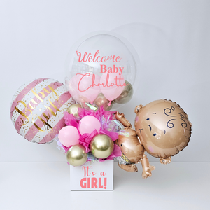 Welcome Baby Girl Balloon Bouquet