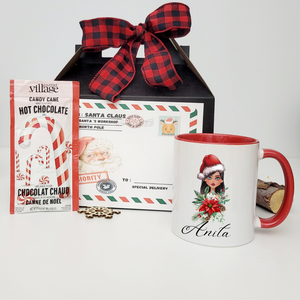 Personalized Christmas Mug with Hot Chocolate_Girl portrait